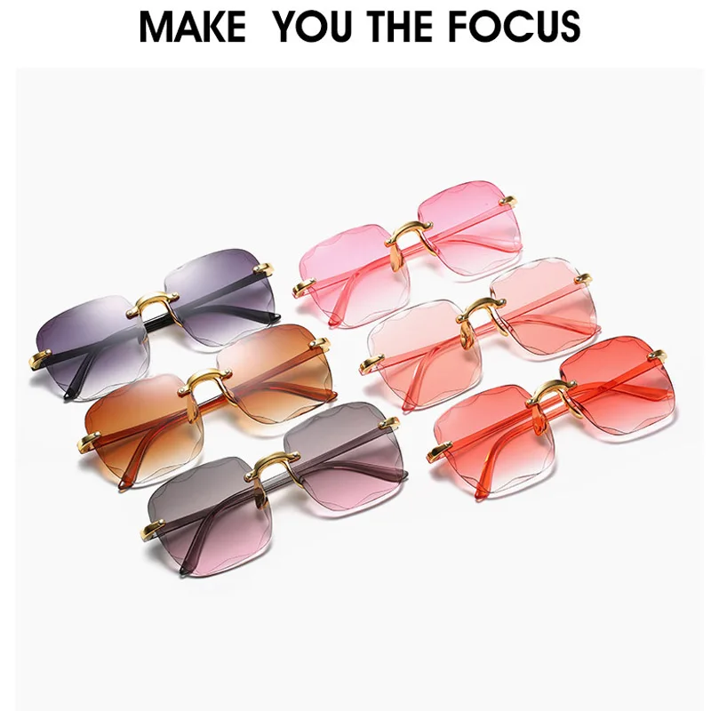 2020 Novi Jasno Roza Gradient sončna Očala za Ženske Luksuzne blagovne Znamke Rimless Kvadratnih Odtenkih Modnih Oversize sončna Očala Dropshipping