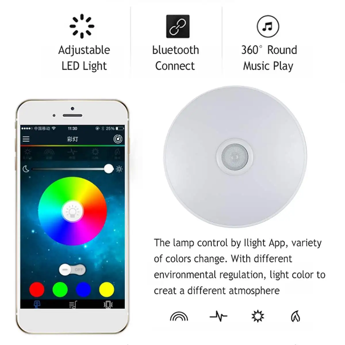 Sodobni LED Stropa, Svetloba, možnost zatemnitve z bluetooth Zvočnik RGB Glasbe Lučka Remote APP Nadzor za dnevna soba