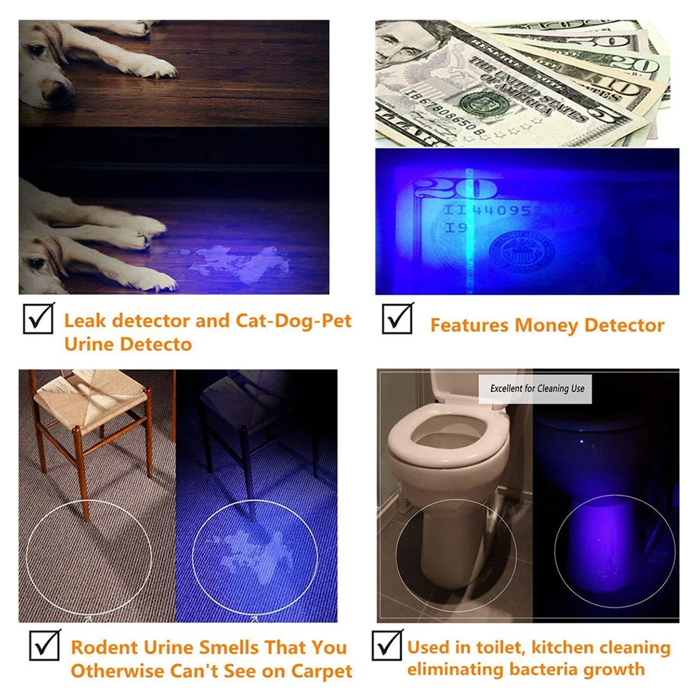 LED UV Svetilko Ultravijolično Svetilko Z Zoom Funkcija Mini UV Svetlobo Črno Pet Madeže Urina Detektor Scorpion Lov Bakle,