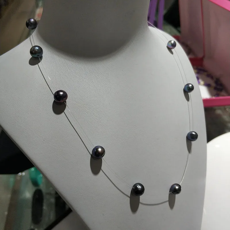JYX Shinning Zvezda!Naravni Babysbreath biserna ogrlica, 8 mm pisane posebne sladkovodnih biserov ogrlica preprost stil za ženske