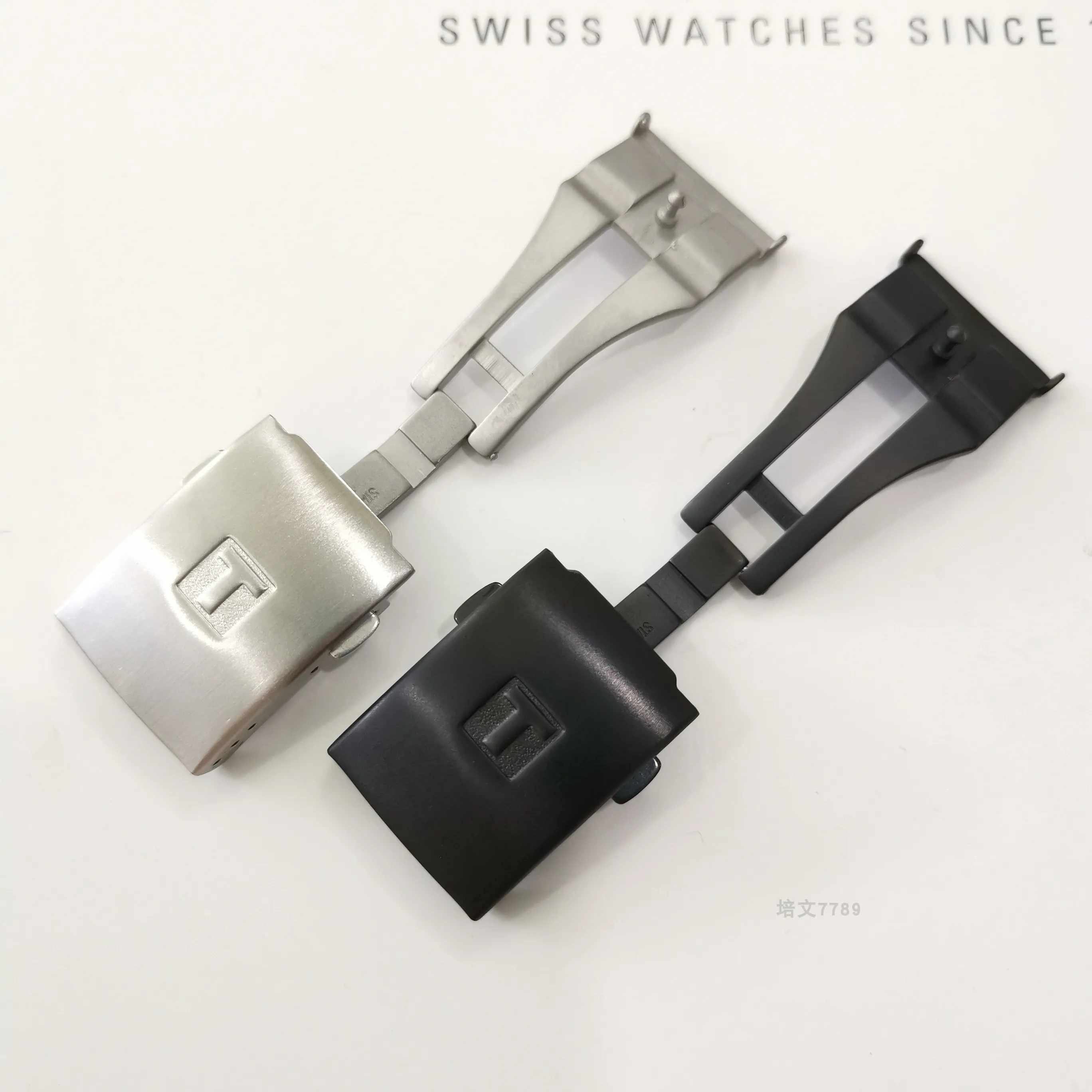 20 mm trdnega nerjavečega jekla Srebro watch band bcukle Srebro Dvojno-pull Uvajanje zaponko za T048417A Dodatki