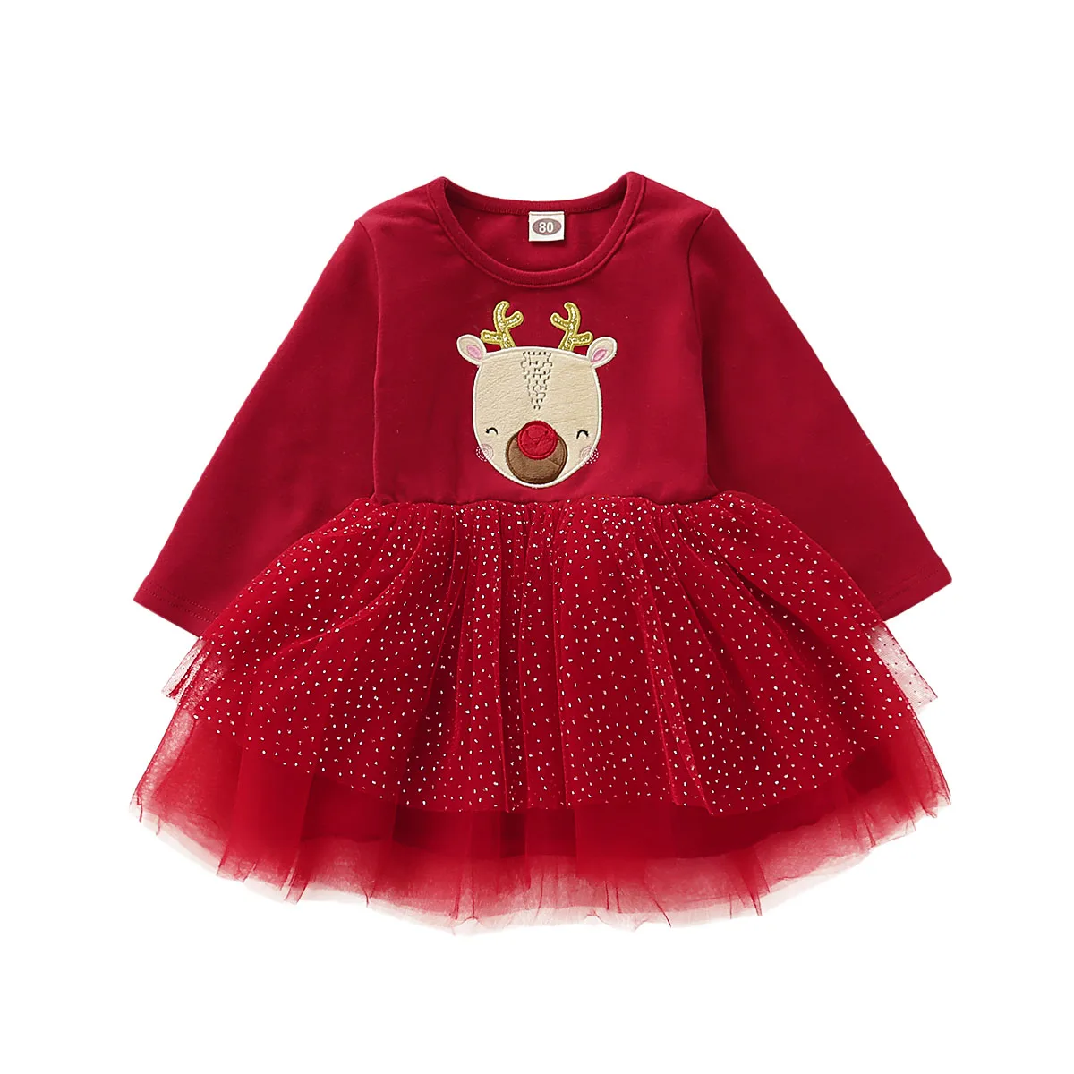 Nova Božič Jelena Tiskanje Baby Dekle, Princesa Tutu Stranka Obleko Priložnostne Otroci Oblačila