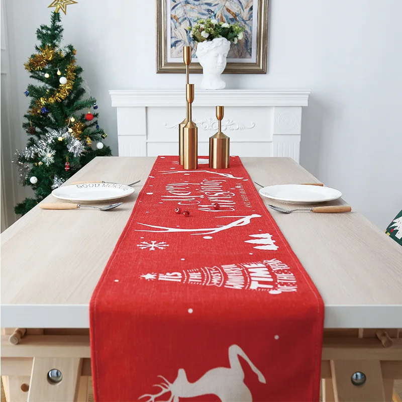 OHEART Božič Namizni Tekač Tiskanja Elk Majhno Drevo Tabela Mat Izolacija Mat Novo Leto Okraski za Božično Darilo Dekor za dom