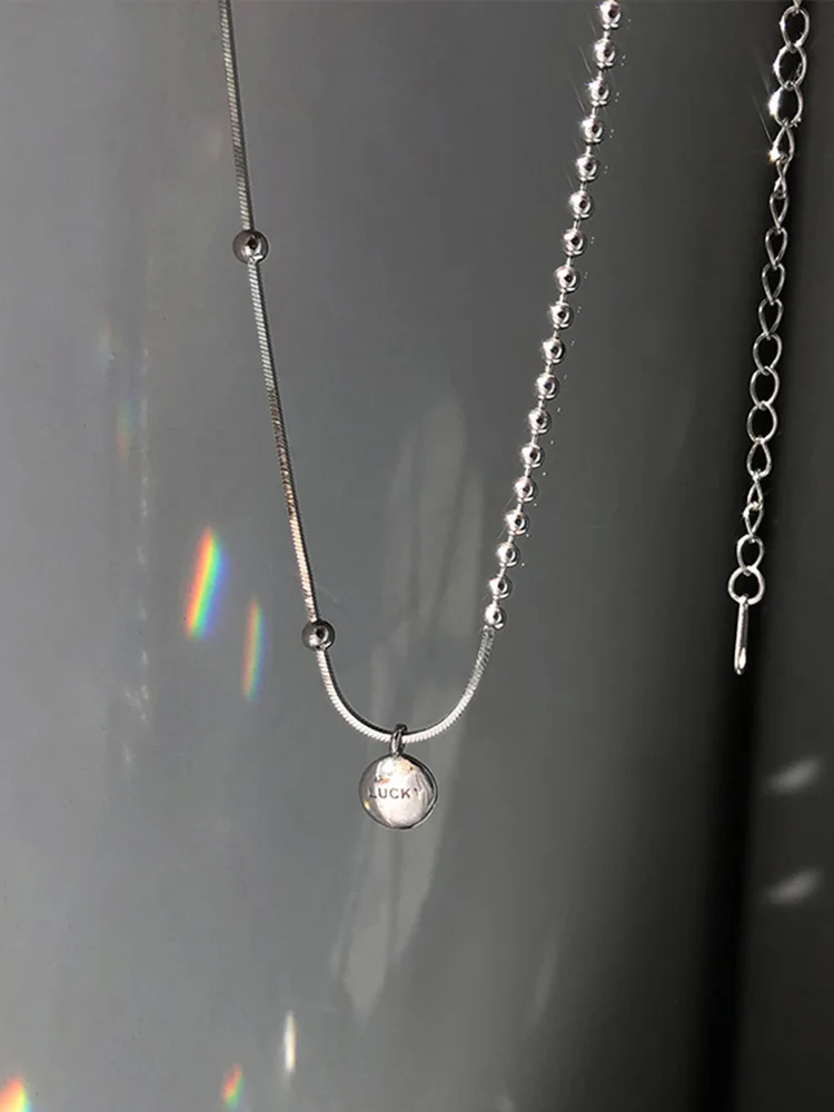 925 sterling srebro srečo, grah abeceda ogrlico s preprostimi clavicle verige temperament divje ogrlica za ženske