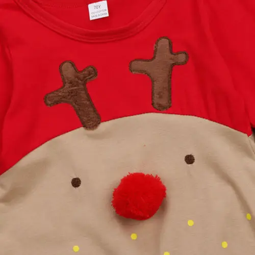 2Pcs Newborn Baby Fantje Dekle Božič igralne obleke z Dolgimi Rokavi Jelena Romper Jumpsuit Klobuk Sleepwear Stranka Kostum Otroška Oblačila
