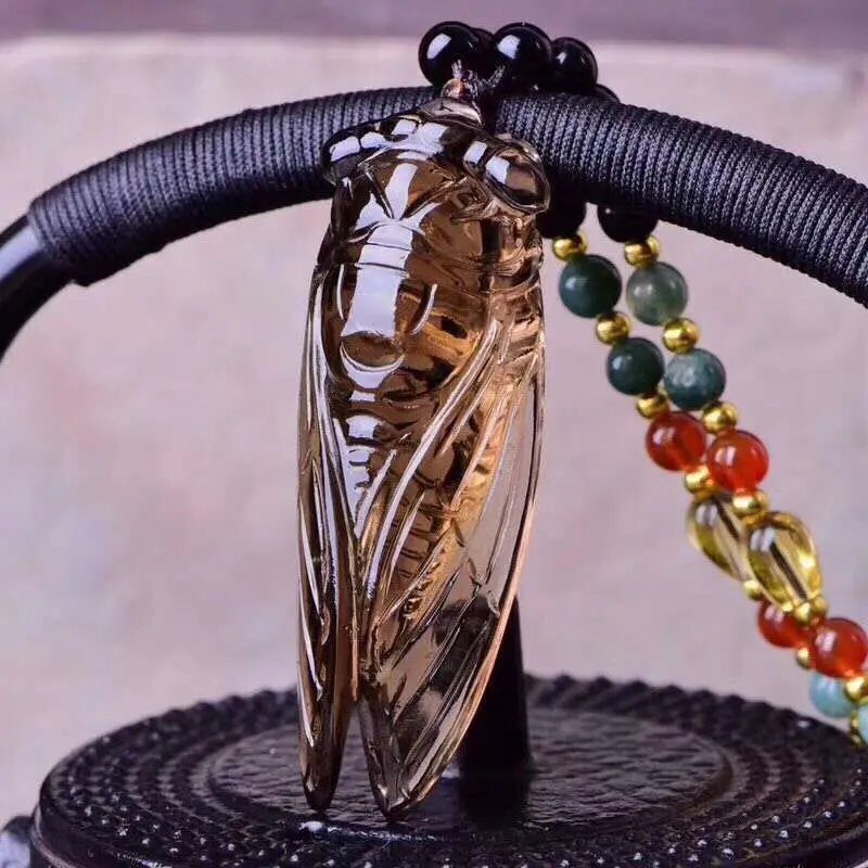 JoursNeige Čaj Naravni Kristal Vklesan Cicada Obesek Crystal Kroglice Ogrlica Srečen za Ženske Moški Prijatelj Insektov Modni Nakit