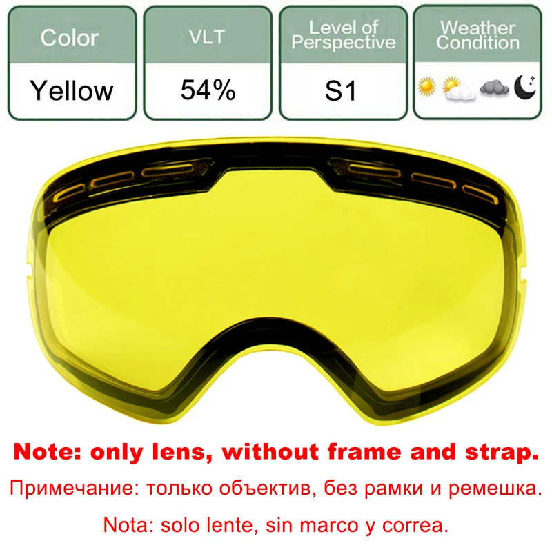LOCLE UV400 Anti-fog Smučanje zaščitna Očala, Leče Očala Šibka Svetloba, Oblačno Osvetlitev Objektiv Za S-3100/SVR-201/HB3/L900 (Samo Objektiv)