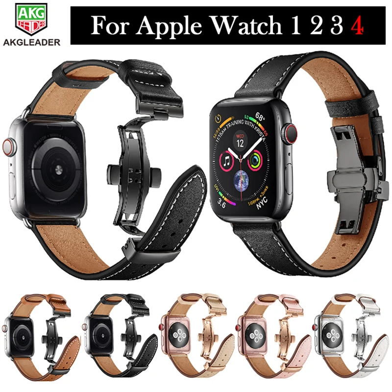 Najnovejši Za Apple Watch Pravega Usnja Butteryfly Sponke Watch Pasu Trak Za Apple Serija 1 2 3 4 38 mm 42mm 40 mm 44 iwatch