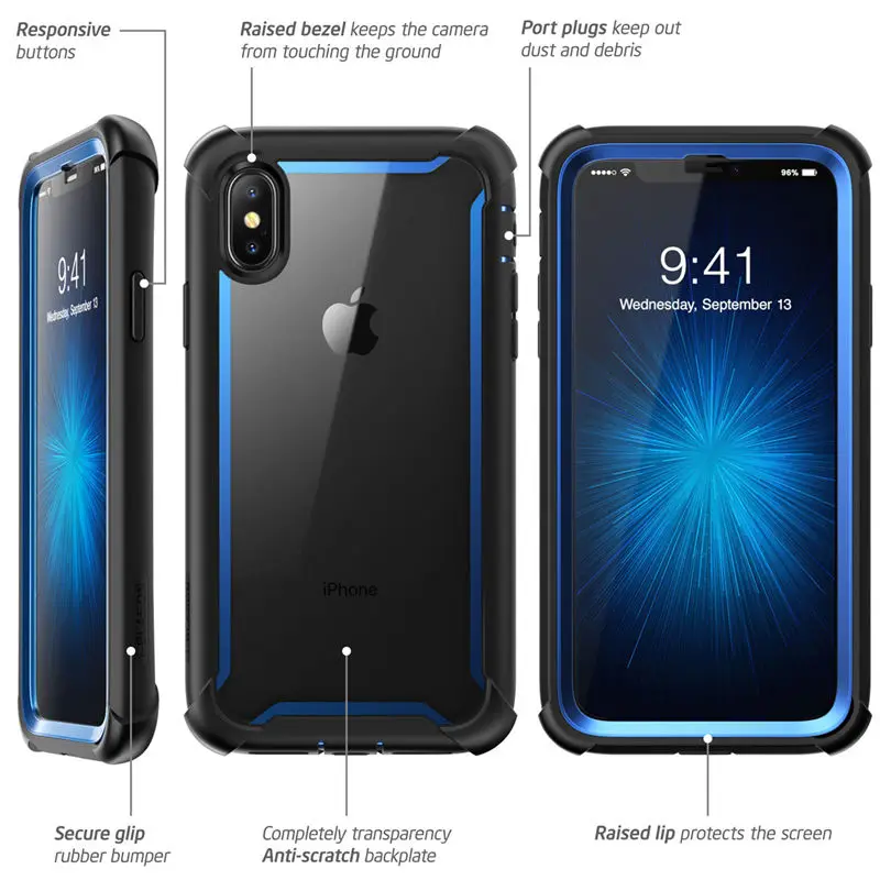 I-BLASON Za iphone X Xs Primeru za 5,8 palca Ares Serije Celotno Telo Krepak Jasno Odbijača Primeru z vgrajenim Screen Protector