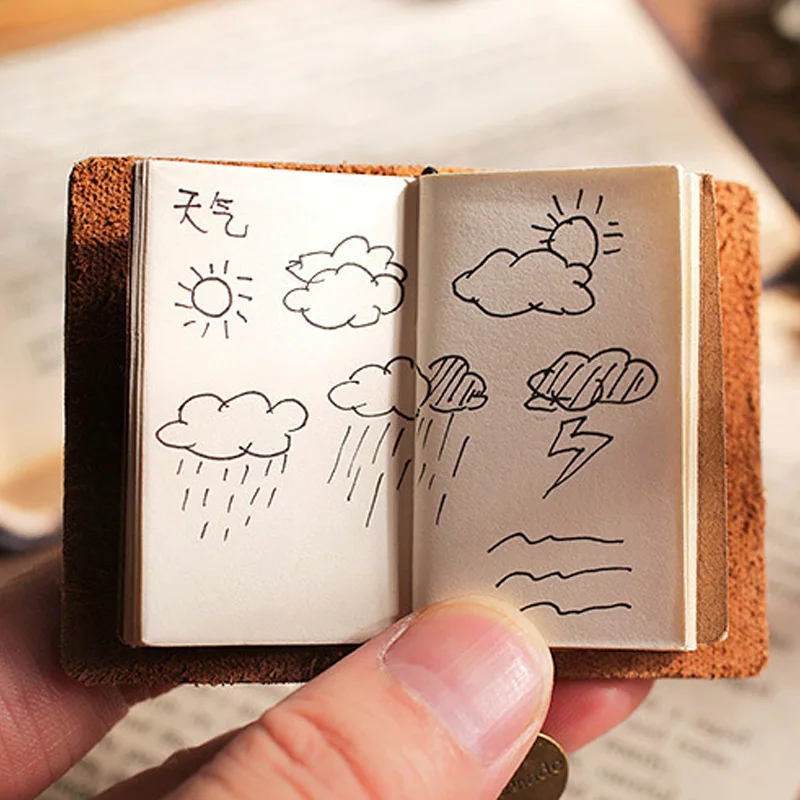 Super Mini Prenosnik Usnja Kritje Luštna Majhna Potovanja Zvezek Prazne Strani Pocket Book Skicirko Kawaii Darilo Ročno Izdelan Dnevnik