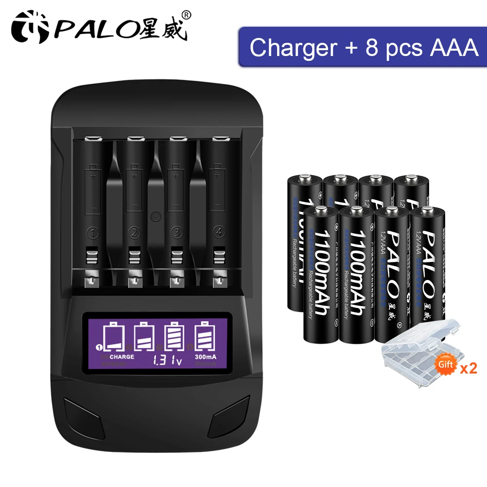 8PCS baterije aaa NI-MH 3A baterije za ponovno polnjenje + USB polnilec z LCD dispaly za aa aaa baterije