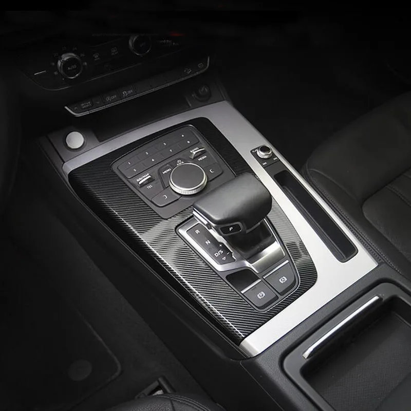 ABS Ogljikovih Vlaken Avto sredinski konzoli prestavi plošča Prestavna Plošča Pokrov Za Audi Q5 DV 2018 2019 Modeliranje Oprema Prekrivanje